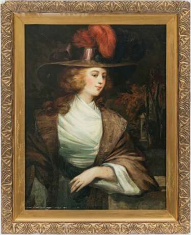 England (George Romney, 1734 Dalton-in-Furness - 1802 Kendal, Umkreis?) 2. Hälfte 18. Jh.. Bildnis einer Dame mit Hut - Foto 2