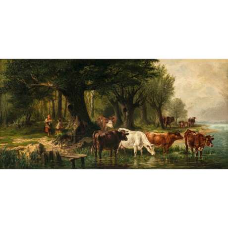 Johann Friedrich Voltz. Bauernpaar mit Rindern am Wasser - photo 1
