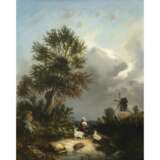 Niederlande (?) um 1853. Landschaft mit Windmühle und Ziegenhirtin - photo 1