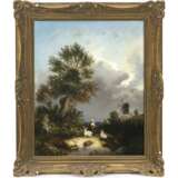 Niederlande (?) um 1853. Landschaft mit Windmühle und Ziegenhirtin - photo 2