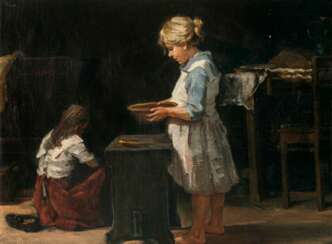 Augustin G. Pall. Zwei Mädchen in der Küche