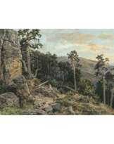 Bernhard Mühlig. Gebirgslandschaft mit Wanderer
