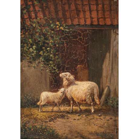 Eugène Verboeckhoven. Zwei Schafe vor einem Stall - Foto 1