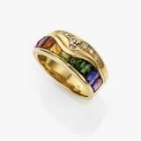 Anhänger und Ring mit regenbogenfarbenen Edelsteinen und Brillanten - photo 3