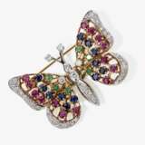 Zitterbrosche in Schmetterlingform mit Brillanten, Rubinen, Saphiren und Smaragden - photo 1