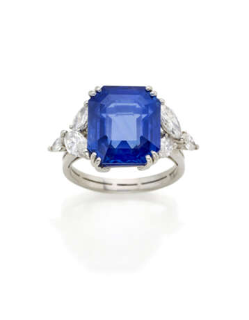 Octagonal ct. 9.30 circa sapphire and diamond whit… - фото 1