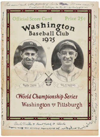 1925 WORLD SERIES PROGRAM WITH PRESIDENT CALVIN COOLIDGE ATTRIBUTION (AT WASHINGTON) - photo 1