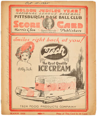 1925 WORLD SERIES PROGRAM SCORED FOR CLINCHING GAME (7) (AT PITTSBURGH) - фото 1