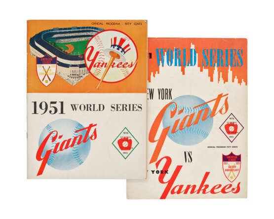 1951 WORLD SERIES PROGRAMS (2) - ONE AUTOGRAPHED BY JOE DIMAGGIO - Foto 1