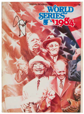 GEDDY LEE'S PERSONAL 1984 WORLD SERIES PROGRAM SCORED FOR GAME (4) AND AUTOGRAPHED TWICE - Foto 1