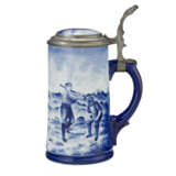 A PEWTER-MOUNTED GERMAN (SWAINE & CO.) 'DELFT' TANKARD - фото 1