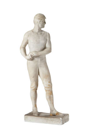 AN AMERICAN CARVED CHALKWARE FIGURE OF A BASEBALL PLAYER - фото 3