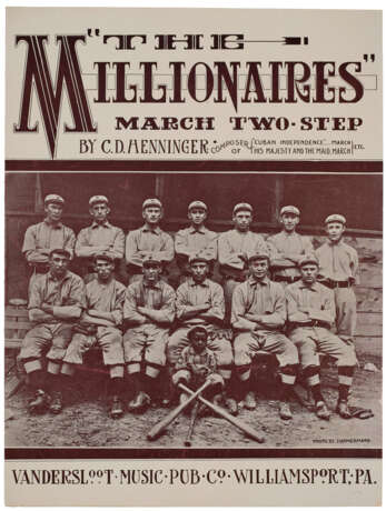 1908 "THE MILLIONAIRES MARCH" BASEBALL SHEET MUSIC - фото 1
