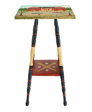 A "COOPERSTOWN, N.Y." FOLK ART PAINTED SIDE TABLE - photo 1