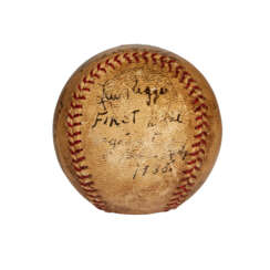 1935 "FIRST PITCH" TO BABE RUTH GAME USED BASEBALL (SI JOHNSON PROVENANCE)