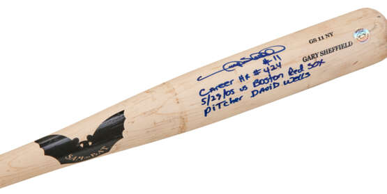 GARY SHEFFIELD AUTOGRAPHED AND INSCRIBED PROFESSIONAL MODEL BASEBALL BAT WITH PHOTO MATCH TO CAREER HOME RUN #424 - photo 2