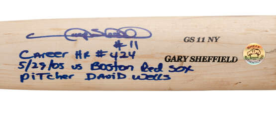 GARY SHEFFIELD AUTOGRAPHED AND INSCRIBED PROFESSIONAL MODEL BASEBALL BAT WITH PHOTO MATCH TO CAREER HOME RUN #424 - фото 4
