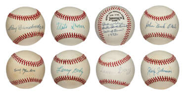 COLLECTION OF (8) NEGRO LEAGUE HALL OF FAME MEMBER SINGLE SIGNED BASEBALLS