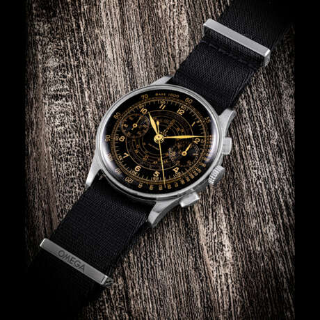 OMEGA. A RARE STAINLESS STEEL CHRONOGRAPH WRISTWATCH - Foto 1