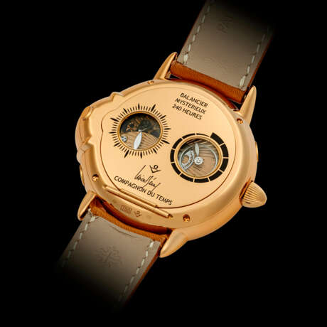 VINCENT BERARD. AN 18K PINK GOLD LEFT HANDED WRISTWATCH WITH DAY, MOON PHASES AND POWER RESERVE - фото 2