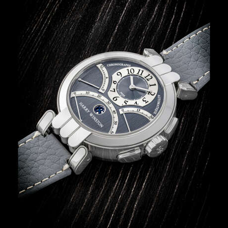 HARRY WINSTON. AN 18K WHITE GOLD AUTOMATIC CHRONOGRAPH WRISTWATCH WITH RETROGRADE CHRONOGRAPH SECONDS, MINUTES AND HOURS - photo 1