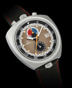Affichage de la date. OMEGA. A STAINLESS STEEL CHRONOGRAPH WRISTWATCH WITH INNER BI-DIRECTIONAL ROTATING BEZEL AND DATE