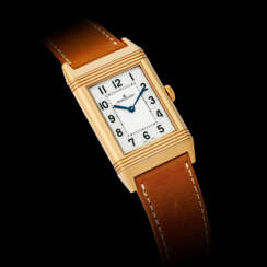 JAEGER-LECOULTRE. A VERY RARE 18K PINK GOLD LIMITED EDITION REVERSIBLE WRISTWATCH