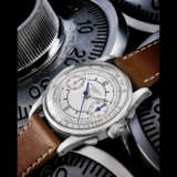 PATEK PHILIPPE. A VERY RARE STAINLESS STEEL CHRONOGRAPH WRISTWATCH WITH SECTOR DIAL - photo 1