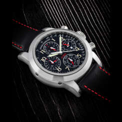 GIRARD-PERREGAUX. A PLATINUM AUTOMATIC LIMITED EDITION PERPETUAL CALENDAR CHRONOGRAPH WRISTWATCH WITH LEAP YEAR, 24 HOUR AND MOON PHASES INDICATION, MADE FOR THE 50TH ANNIVERSARY OF FERRARI