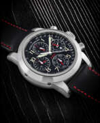 Calendrier perpétuel. GIRARD-PERREGAUX. A PLATINUM AUTOMATIC LIMITED EDITION PERPETUAL CALENDAR CHRONOGRAPH WRISTWATCH WITH LEAP YEAR, 24 HOUR AND MOON PHASES INDICATION, MADE FOR THE 50TH ANNIVERSARY OF FERRARI