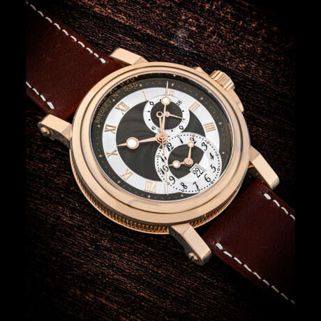 BREGUET. AN 18K PINK GOLD AUTOMATIC DUAL TIME WRISTWATCH WITH SWEEP CENTRE SECONDS, 24 HOUR INDICATION AND DATE - photo 1