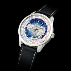 JAEGER-LECOULTRE. A STAINLESS STEEL AUTOMATIC WORLD TIME WRISTWATCH WITH DEADBEAT SECONDS