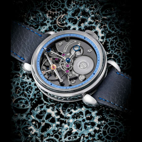 VOUTILAINEN. A VERY RARE TANTALUM LIMITED EDITION SEMI-SKELETONISED WRISTWATCH WITH POWER RESERVE - photo 1