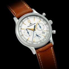 JAEGER-LECOULTRE. A STAINLESS STEEL CHRONOGRAPH WRISTWATCH WITH DATE