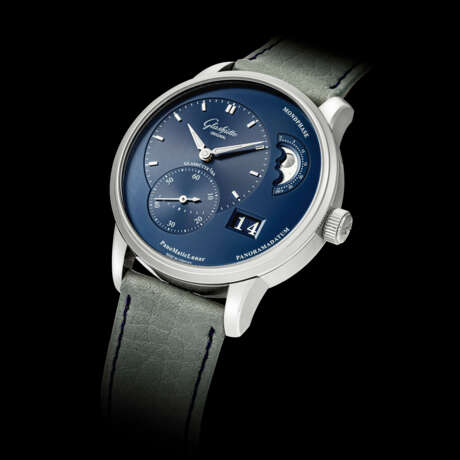 GLASH&#220;TTE. A STAINLESS STEEL AUTOMATIC WRISTWATCH WITH MOON PHASES AND DATE - photo 1