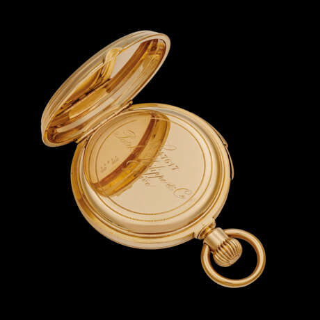 PATEK PHILIPPE. AN EXTREMELY RARE 18K PINK GOLD MINUTE REPEATING POCKET WATCH WITH ENAMEL DIAL - photo 3