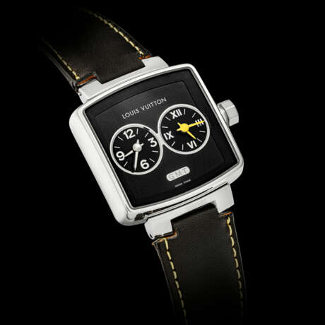 LOUIS VUITTON. A STAINLESS STEEL DUAL TIME WRISTWATCH - photo 1