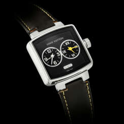 LOUIS VUITTON. A STAINLESS STEEL DUAL TIME WRISTWATCH