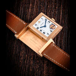 JAEGER-LECOULTRE. AN ATTRACTIVE AND RARE 18K PINK GOLD LIMITED EDITION MINUTE REPEATING REVERSIBLE WRISTWATCH