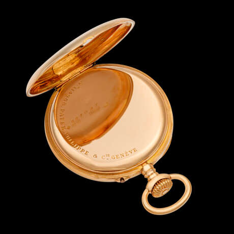 PATEK PHILIPPE. AN 18K PINK GOLD POCKET WATCH WITH ENAMEL DIAL - photo 3
