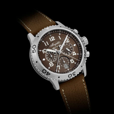 BREGUET. A STAINLESS STEEL AUTOMATIC FLYBACK CHRONOGRAPH WRISTWATCH WITH CENTRE CHRONOGRAPH MINUTE HAND, 24 HOUR INDICATION AND DATE - photo 1