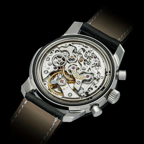 LECOULTRE. A RARE STAINLESS STEEL CHRONOGRAPHWRISTWATCH WITH “PANDA DIAL” - Foto 3