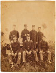 IMPORTANT CIVIL WAR SOLDIERS WITH BASEBALL EQUIPMENT PHOTOGRAPH C.1860S