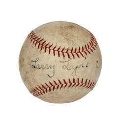 SCARCE LARRY &quot;NAP&quot; LAJOIE SINGLE SIGNED BASEBALL (PSA/DNA 6 EX-MT)