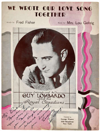 RARE 1936 LOU GEHRIG AUTOGRAPHED SHEET MUSIC: NEW YORK AMERICAN PHOTOGRAPHIC PROVENANCE (JSA) - фото 1