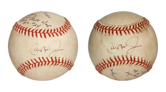 CAL RIPKEN JR. AUTOGRAPHED GAME USED BASEBALLS ATTRIBUTED HISTORIC 2,130TH AND 2,131TH CONSECUTIVE GAMES PLAYED (UMPIRE AL CLARK PROVENANCE)(PSA/DNA) - photo 1