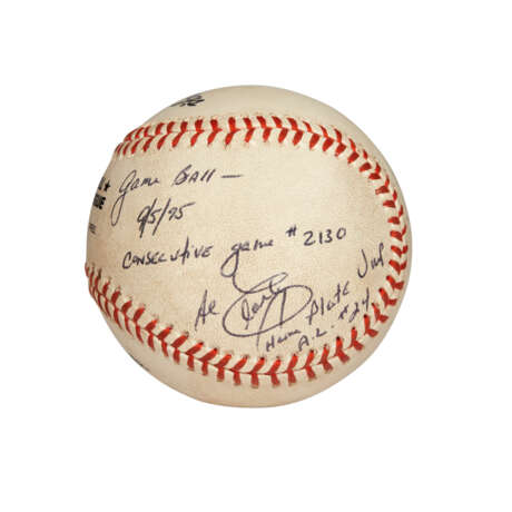 CAL RIPKEN JR. AUTOGRAPHED GAME USED BASEBALLS ATTRIBUTED HISTORIC 2,130TH AND 2,131TH CONSECUTIVE GAMES PLAYED (UMPIRE AL CLARK PROVENANCE)(PSA/DNA) - photo 2