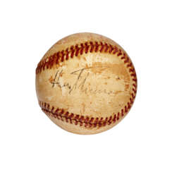 1950 PRESIDENT HARRY S. TRUMAN AUTOGRAPHED CEREMONIAL FIRST PITCH BASEBALL TO OPEN THE 1950 MLB SEASON (EX-EDDIE ROBINSON COLLECTION)(PSA/DNA)