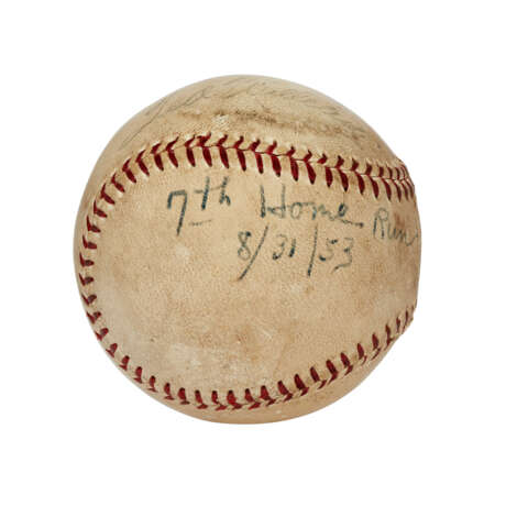 1953 TED WILLIAMS AUTOGRAPHED AND INSCRIBED HOME RUN BASEBALL (7TH OF SEASON, 331ST OF CAREER)(PSA/DNA)(JSA)(MEARS) - photo 2