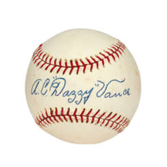 A.C. &quot;DAZZY&quot; VANCE SINGLE SIGNED BASEBALL WITH RELATED HANDWRITTEN LETTER FROM VANCE (PSA/DNA 8 NM-MT)